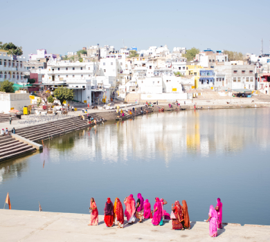 Group tour in luxury Force Urbania van travelling from Jaipur to Pushkar